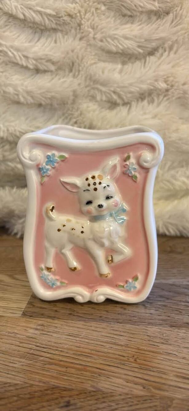MCM Lefton fawn deer planter
